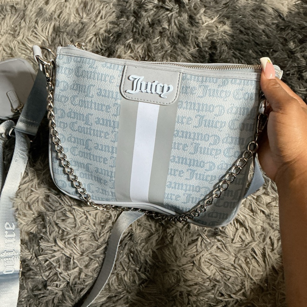 Juicy Couture Light Blue and Gray Crossbody Bag